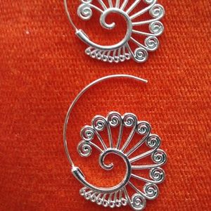 Earrings "Spiral", Silver tone